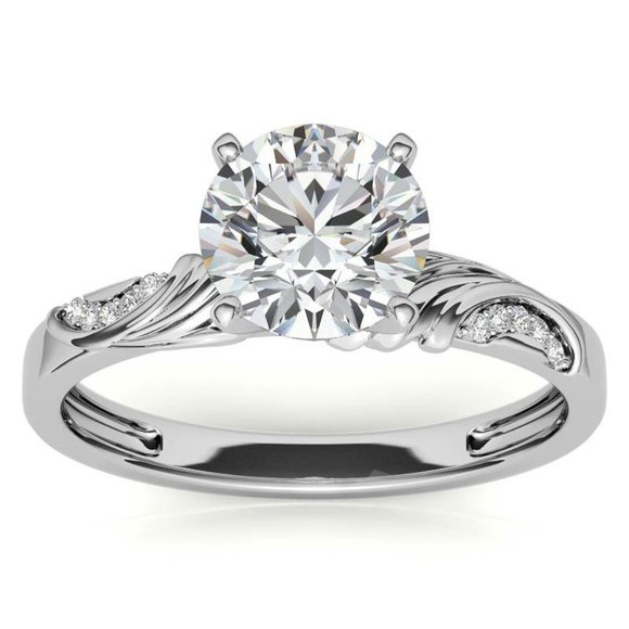 2.0Carat -8.0mm Round Moissanite Floral Accent Engagement Ring - Picture 1 of 16